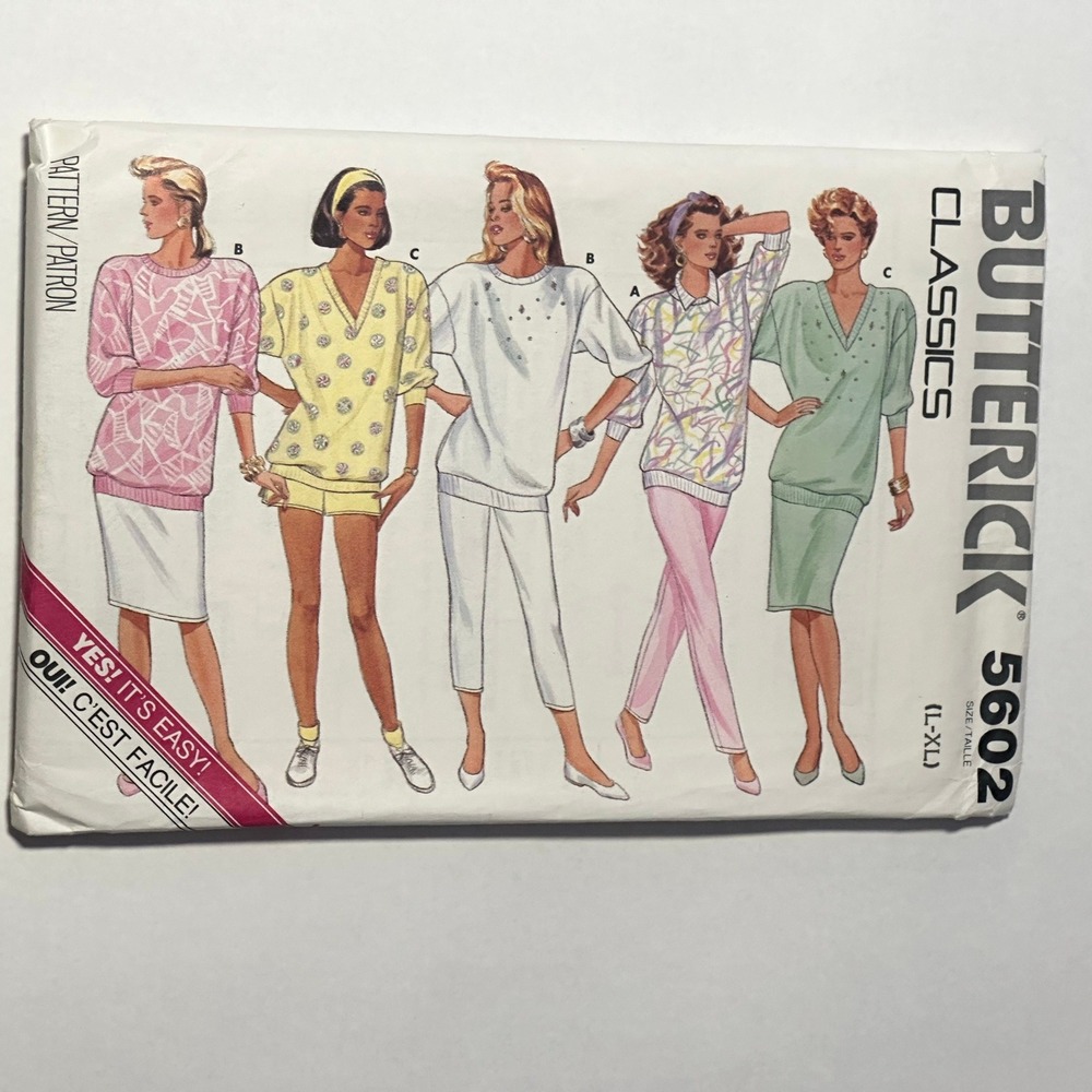 Butterick 5602 Sewing Pattern Womens L-XL Multi-Piece Sportswear Set Uncut 1987